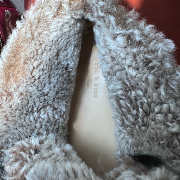 Rag & Bone Black Inez Suede and Shearling Desert Platform Lace-Up Clogs - Picture 4 of 12